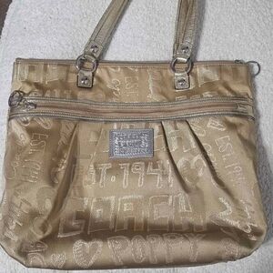 Coach Gold Shoulder Bag with Embossed Design
